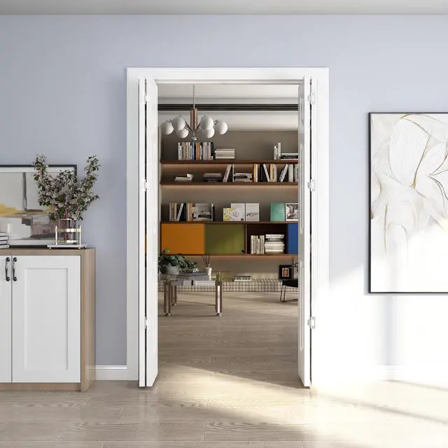 Alt view image 6 of 6 - 48in. x 80in. Bifold Door, 6 Panel Primed Bifold Interior Doors, Hollow Core Bi Fold Closet Door with Hardware Kit Include, Folding Doors for Laundry, Pantry & Bedroom