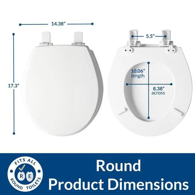Alt view image 5 of 6 - Cassel Slow Close Toilet Seat, Easy Clean, Non Slip Premium Wood Seat, Easy Install, Made in USA, Round, White, 4-Pack