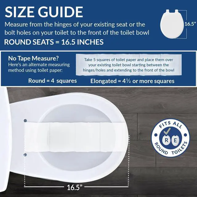 Alt view image 6 of 6 - Cassel Slow Close Toilet Seat, Easy Clean, Non Slip Premium Wood Seat, Easy Install, Made in USA, Round, White, 4-Pack