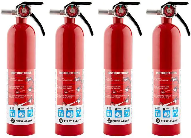 Main image of Fire Extinguisher for Home, Standard Rechargeable Compliance Unit, UL RATED 1-A:10-B:C, HOME1-4, Red, 4-Pack