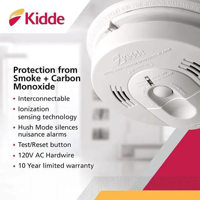 Alt view image 4 of 6 - Smoke & Carbon Monoxide Detector, Hardwired, Interconnect Combination Smoke & CO Alarm with Battery Backup, Voice Alert, Pack of 2