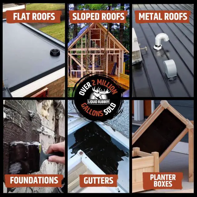 Alt view image 4 of 6 - Waterproof Sealant - Waterproof Leak Repair Coating, Multi-Surface Rubber Paint, Durable Sealant for Roofs, Kit Includes- Black 5 Gallon Sealer, Caulk 10.2 oz 4 Pack, Seam Tape 4" x50'