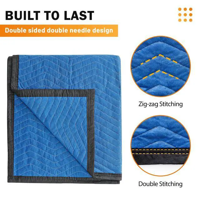 Alt view image 3 of 6 - 12 Moving Packing Blankets 80 x 72 Inches (35 lb/dz) Heavy Duty Moving Pads for Protecting Furniture Professional Quilted Shipping Furniture Pads (Blue 48PCS)