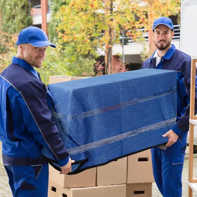 Alt view image 5 of 6 - 12 Moving Packing Blankets 80 x 72 Inches (35 lb/dz) Heavy Duty Moving Pads for Protecting Furniture Professional Quilted Shipping Furniture Pads (Blue 48PCS)