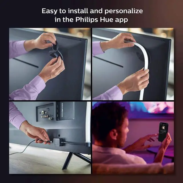Alt view image 3 of 6 - 75" Smart Light Strip - White and Color Ambiance LED Color-Changing TV Backlight - Sync with Television, Music, Gaming - Requires Bridge and Sync Box