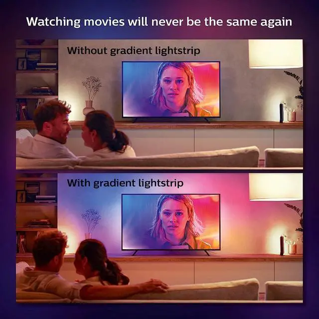 Alt view image 5 of 6 - 75" Smart Light Strip - White and Color Ambiance LED Color-Changing TV Backlight - Sync with Television, Music, Gaming - Requires Bridge and Sync Box