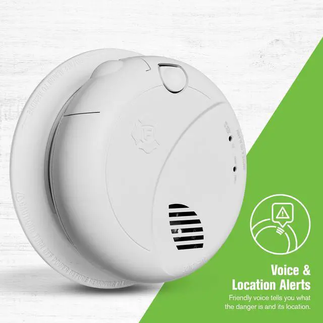Alt view image 2 of 6 - Combination Smoke & Carbon Monoxide Alarm, Interconnect Hardwire Detector with Battery Backup and Voice & Location Alerts, SMCO100V-AC, 3-Pack