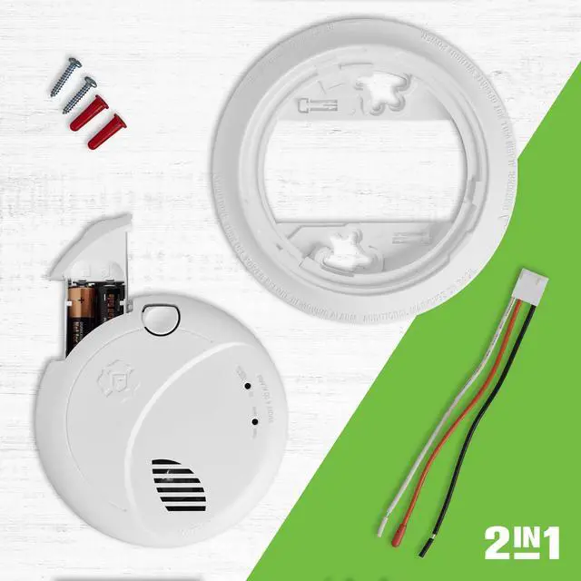 Alt view image 3 of 6 - Combination Smoke & Carbon Monoxide Alarm, Interconnect Hardwire Detector with Battery Backup and Voice & Location Alerts, SMCO100V-AC, 3-Pack