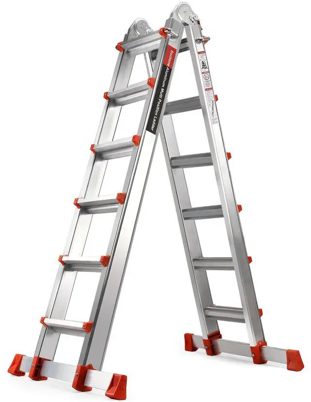 Main image of Ladder, A Frame Extension Ladder, Multi Position with Stabilizer Bar, 330 lbs Weight Rating Telescoping Ladder for Household or Outdoor Work, 22.5 Ft, Orange
