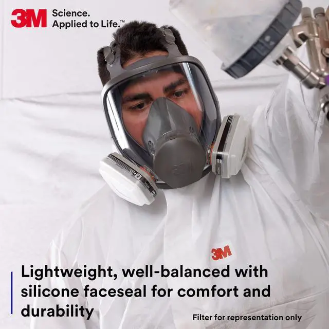 Alt view image 3 of 6 - Full Facepiece Reusable Respirator 6700, NIOSH, Large Lens, ANSI High Impace Eye Protection, Silicone Face Seal, Four-Point Harness, Comfortable Fit, Painting, Dust, Chemicals, Small