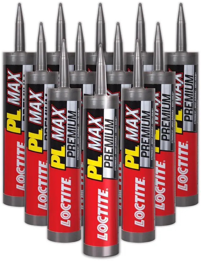 Main image of PL Premium Max Construction Adhesive, 9 fl oz Cartridge, 12 Pack - Versatile Construction Glue for Wood, Concrete, Stone & More