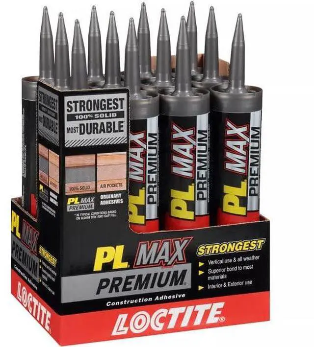 Alt view image 2 of 6 - PL Premium Max Construction Adhesive, 9 fl oz Cartridge, 12 Pack - Versatile Construction Glue for Wood, Concrete, Stone & More