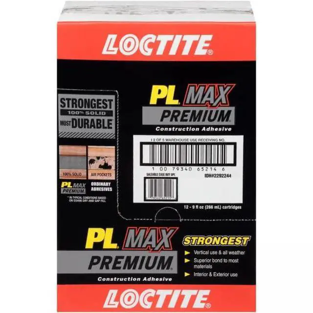 Alt view image 3 of 6 - PL Premium Max Construction Adhesive, 9 fl oz Cartridge, 12 Pack - Versatile Construction Glue for Wood, Concrete, Stone & More