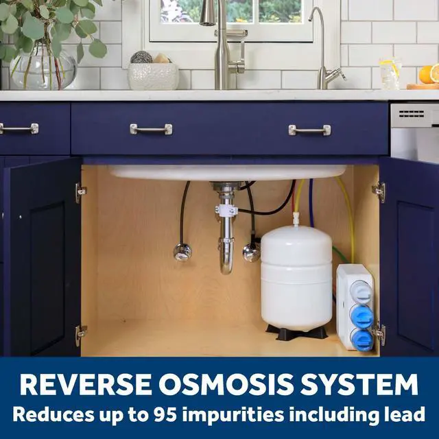 Alt view image 2 of 6 - 3 Sta Reverse Osmosis Under Sink Water Filtration System with Faucet, Reduces Lead, Chlorine, Arsenic & More, Replace Filters (FQ18PN, FQ18MN, FQ18RT) Every 6/12 Months, GXRQ18NBN