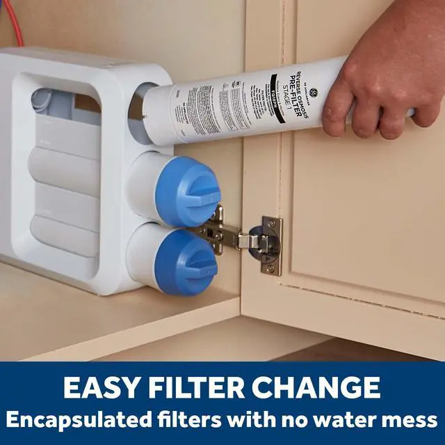 Alt view image 4 of 6 - 3 Sta Reverse Osmosis Under Sink Water Filtration System with Faucet, Reduces Lead, Chlorine, Arsenic & More, Replace Filters (FQ18PN, FQ18MN, FQ18RT) Every 6/12 Months, GXRQ18NBN