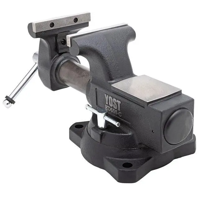 Alt view image 3 of 6 - Yost HD550-C Heavy Duty 5-1/2 Inch Mechanics Work Bench Vise | Heavy Duty Woodworking & Metal Work Table with Secure Grip Swivel Base | 60,000 PSI Casting Iron Material with Extra-large Anvil Surface
