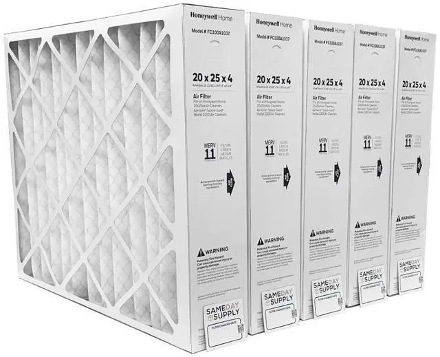 Main image of FC100A1037 (5 Pack) - 20" x 25" x 4" Pleated Air Filter, MERV 11 Bundle with Same Day Supply Filter Change Reminder