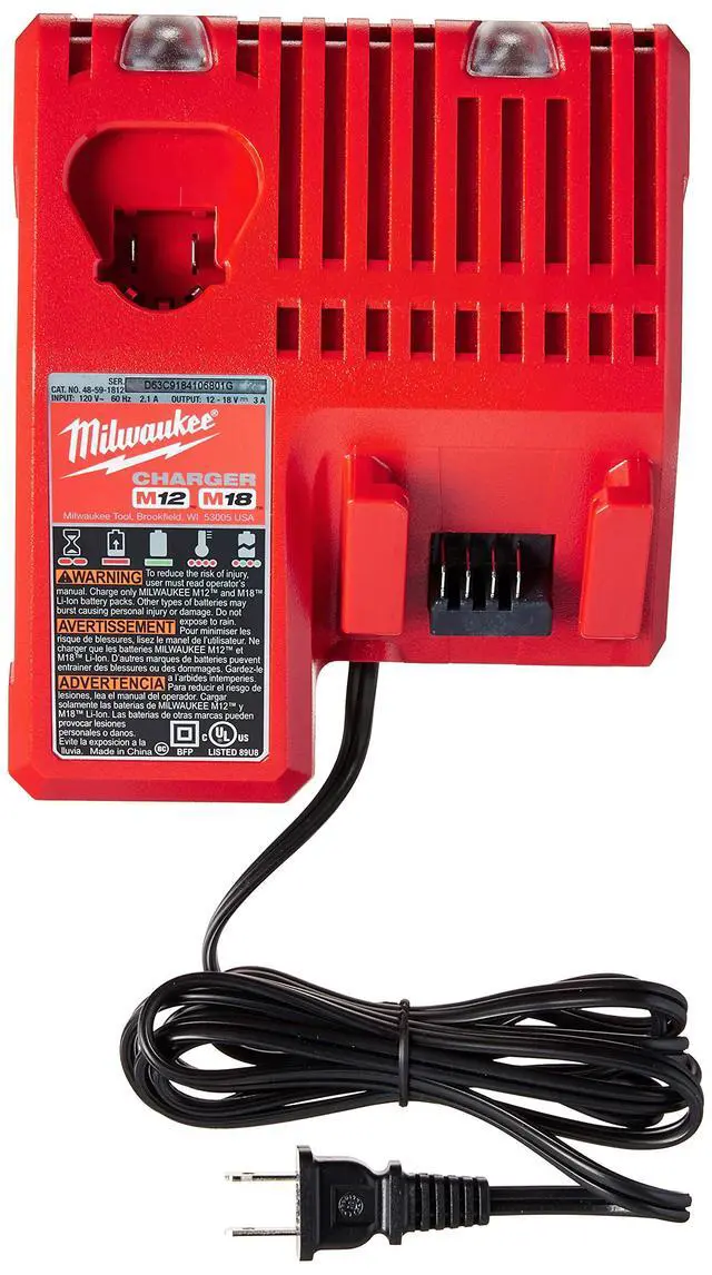 Alt view image 4 of 6 - 48-59-1850 M18 RED LITHIUM XC 5.0 Ah Batteries (2) + 48-59-1812 M12 and M18 Multi Voltage Charger kit