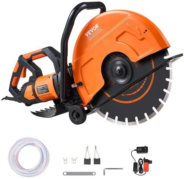 Main image of Electric Concrete Saw, 16 in, 3200 W Motor Circular Saw Cutter | Max. 6 in Adjustable Cutting Depth, Wet Disk Cutter, Includes Water Line, Pump and Blade, For Stone, Brick