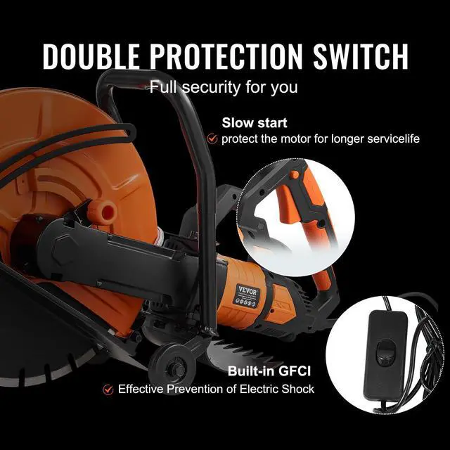 Alt view image 5 of 6 - Electric Concrete Saw, 16 in, 3200 W Motor Circular Saw Cutter | Max. 6 in Adjustable Cutting Depth, Wet Disk Cutter, Includes Water Line, Pump and Blade, For Stone, Brick