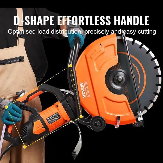 Alt view image 6 of 6 - Electric Concrete Saw, 16 in, 3200 W Motor Circular Saw Cutter | Max. 6 in Adjustable Cutting Depth, Wet Disk Cutter, Includes Water Line, Pump and Blade, For Stone, Brick