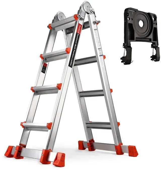 Main image of Ladder, A Frame Extension Ladder, Multi Position with Stabilizer Bar, 330 lbs Weight Rating Telescoping Ladder for Household or Outdoor Work, 14.5 Ft, Orange