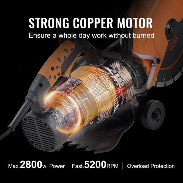 Alt view image 4 of 6 - Electric Concrete Saw, 12 in, 1800 W Motor Circular Saw Cutter with Max. 4.5 in Adjustable Cutting Depth, Wet Disk Saw Cutter Includes Water Line, Pump and Blade, for Stone, Brick