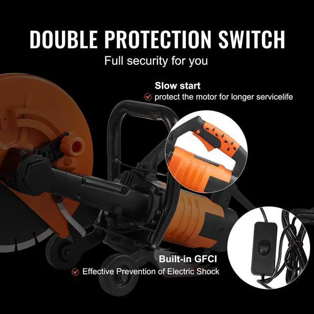 Alt view image 5 of 6 - Electric Concrete Saw, 12 in, 1800 W Motor Circular Saw Cutter with Max. 4.5 in Adjustable Cutting Depth, Wet Disk Saw Cutter Includes Water Line, Pump and Blade, for Stone, Brick