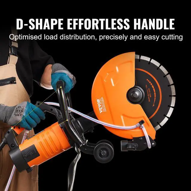 Alt view image 6 of 6 - Electric Concrete Saw, 12 in, 1800 W Motor Circular Saw Cutter with Max. 4.5 in Adjustable Cutting Depth, Wet Disk Saw Cutter Includes Water Line, Pump and Blade, for Stone, Brick
