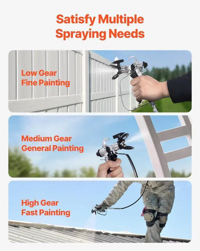 Alt view image 4 of 6 - 750W Stand Airless Paint Sprayer, 3000PSI High Efficiency Electric Airless Sprayer, Fine and Even Painting Effect, Handheld Paint Sprayers for Home Interior and Exterior Furniture and Fences | Fine an