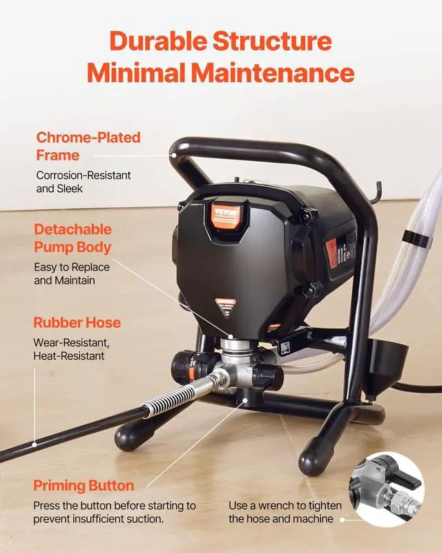 Alt view image 5 of 6 - 750W Stand Airless Paint Sprayer, 3000PSI High Efficiency Electric Airless Sprayer, Fine and Even Painting Effect, Handheld Paint Sprayers for Home Interior and Exterior Furniture and Fences | Fine an