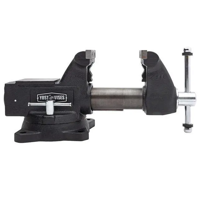 Alt view image 3 of 6 - Yost HD450-C Heavy Duty 4-1/2 Inch Mechanics Work Bench Vise | Heavy Duty Woodworking & Metal Work Table with Secure Grip Swivel Base | 60,000 PSI Casting Iron Material with Extra-large Anvil Surface