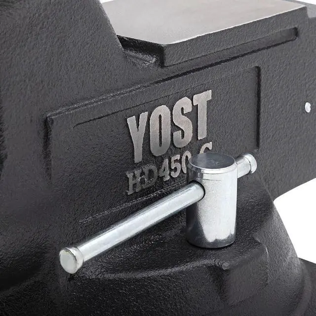 Alt view image 5 of 6 - Yost HD450-C Heavy Duty 4-1/2 Inch Mechanics Work Bench Vise | Heavy Duty Woodworking & Metal Work Table with Secure Grip Swivel Base | 60,000 PSI Casting Iron Material with Extra-large Anvil Surface