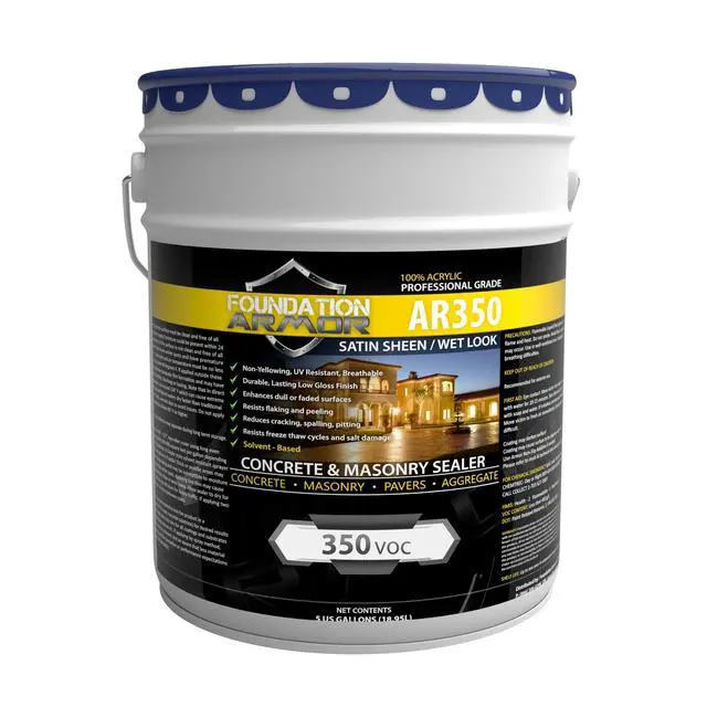 Main image of Armor AR350 Low Gloss Wet Look Concrete Sealer 5 Gallon - Professional Grade Color Enhancing Solvent Based Acrylic Sealer for Exterior Concrete and Pavers - 350 VOC