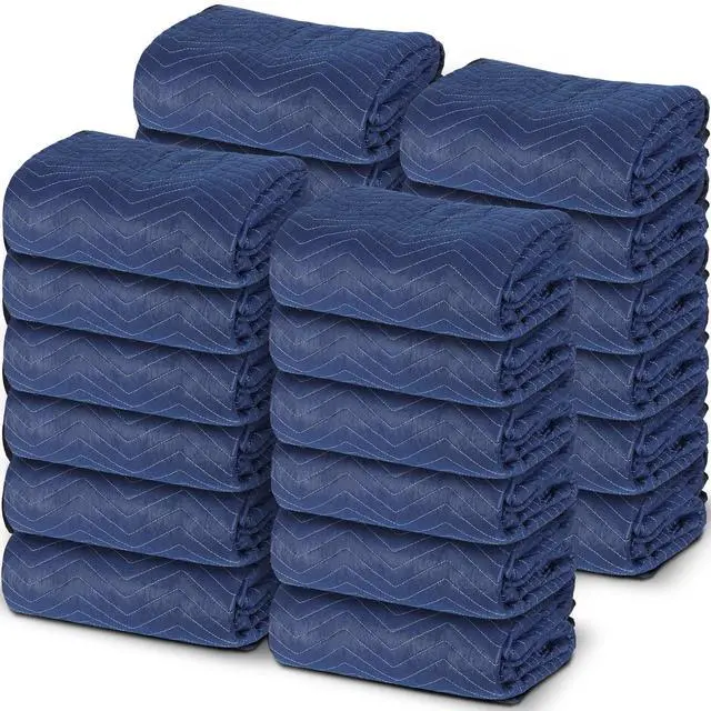 Main image of 24 Moving Packing Blankets 80 x 72 Inches (35 lb/dz) Heavy Duty Moving Pads for Protecting Furniture Professional Quilted Shipping Furniture Pads (Dark Blue 24PCS)