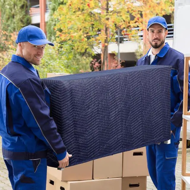 Alt view image 2 of 6 - 24 Moving Packing Blankets 80 x 72 Inches (35 lb/dz) Heavy Duty Moving Pads for Protecting Furniture Professional Quilted Shipping Furniture Pads (Dark Blue 24PCS)