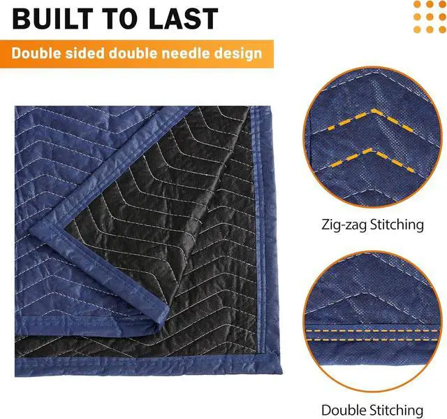 Alt view image 4 of 6 - 24 Moving Packing Blankets 80 x 72 Inches (35 lb/dz) Heavy Duty Moving Pads for Protecting Furniture Professional Quilted Shipping Furniture Pads (Dark Blue 24PCS)
