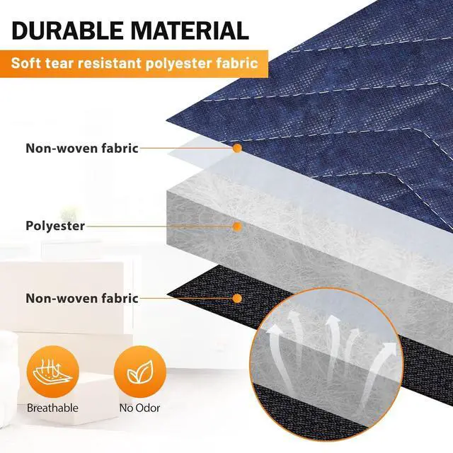 Alt view image 6 of 6 - 24 Moving Packing Blankets 80 x 72 Inches (35 lb/dz) Heavy Duty Moving Pads for Protecting Furniture Professional Quilted Shipping Furniture Pads (Dark Blue 24PCS)