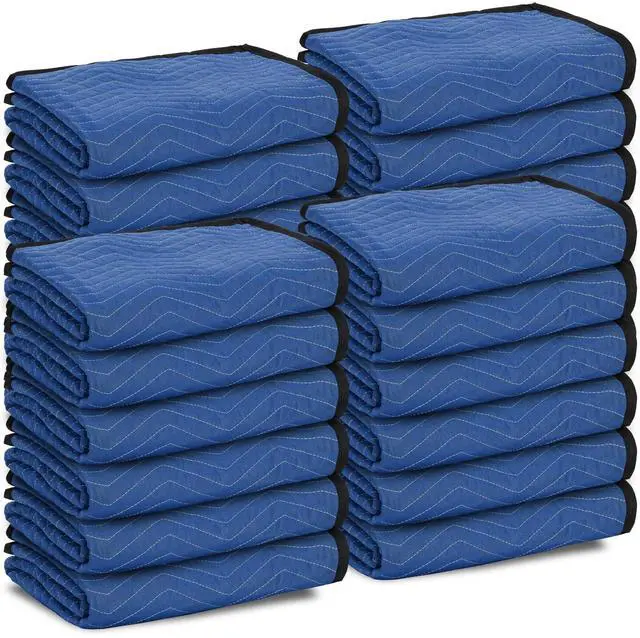 Main image of 12 Moving Packing Blankets 80 x 72 Inches (35 lb/dz) Heavy Duty Moving Pads for Protecting Furniture Professional Quilted Shipping Furniture Pads (Blue 24PCS)
