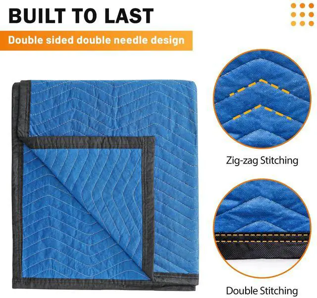 Alt view image 3 of 6 - 12 Moving Packing Blankets 80 x 72 Inches (35 lb/dz) Heavy Duty Moving Pads for Protecting Furniture Professional Quilted Shipping Furniture Pads (Blue 24PCS)