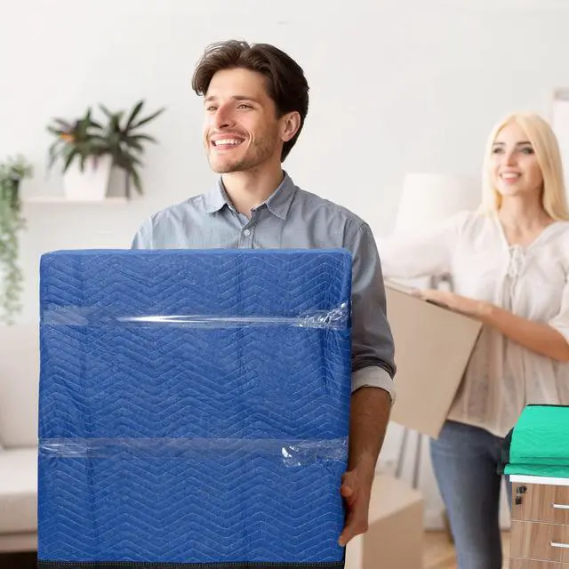 Alt view image 6 of 6 - 12 Moving Packing Blankets 80 x 72 Inches (35 lb/dz) Heavy Duty Moving Pads for Protecting Furniture Professional Quilted Shipping Furniture Pads (Blue 24PCS)