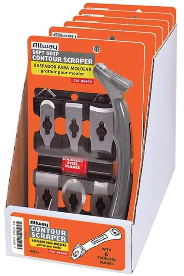 Main image of 12-Pack of CS6 Tools Soft Grip Contour Scraper Set with 6 Blades