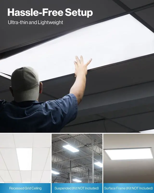 Alt view image 3 of 6 - Sunco 6 Pack 2x4 LED Flat Panel Light Drop Ceiling Office Fixture, 7700 LM, Selectable Features, 40W/50W/60W, 4000K/5000K/6000K, Dimmable (0-10V), Surface or Suspension Mount, Dustproof ETL
