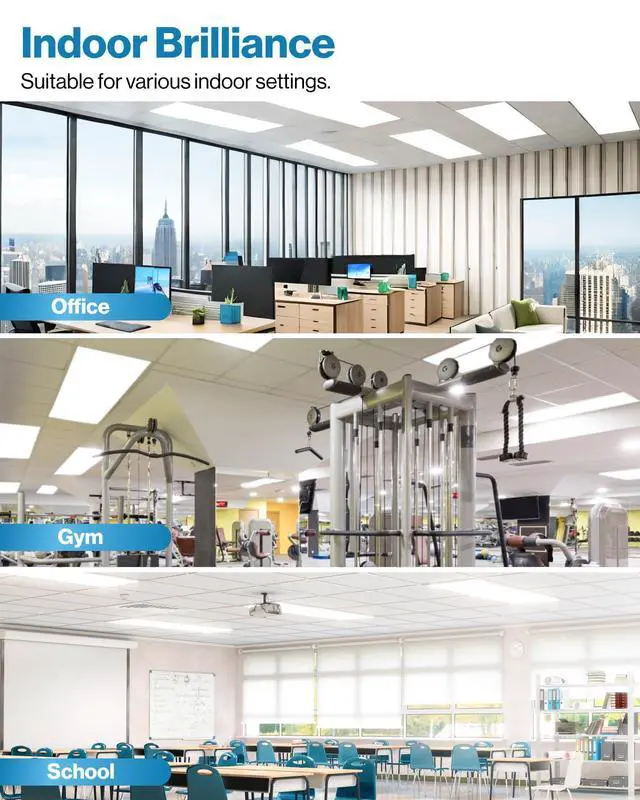 Alt view image 4 of 6 - Sunco 6 Pack 2x4 LED Flat Panel Light Drop Ceiling Office Fixture, 7700 LM, Selectable Features, 40W/50W/60W, 4000K/5000K/6000K, Dimmable (0-10V), Surface or Suspension Mount, Dustproof ETL