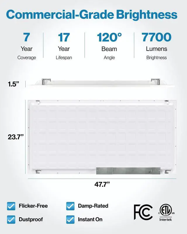 Alt view image 6 of 6 - Sunco 6 Pack 2x4 LED Flat Panel Light Drop Ceiling Office Fixture, 7700 LM, Selectable Features, 40W/50W/60W, 4000K/5000K/6000K, Dimmable (0-10V), Surface or Suspension Mount, Dustproof ETL