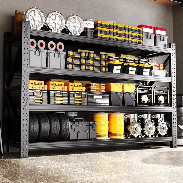 Main image of 79"W Heavy Duty Storage Shelves, 8000LBS Adjustable Garage Shelving Unit, Rust Proof Large Metal Storage Rack, 24"D x 79"W x 74"H Industrial Shelving for Warehouse, Basement, Shop, Supermarket