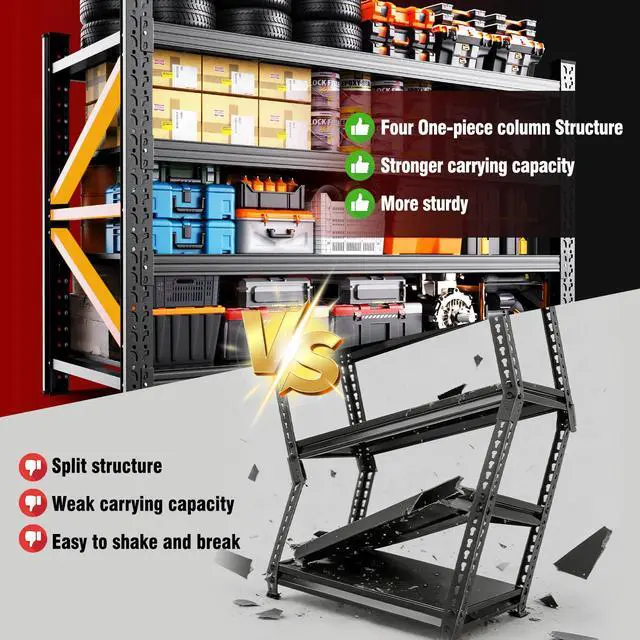 Alt view image 4 of 6 - 79"W Heavy Duty Storage Shelves, 8000LBS Adjustable Garage Shelving Unit, Rust Proof Large Metal Storage Rack, 24"D x 79"W x 74"H Industrial Shelving for Warehouse, Basement, Shop, Supermarket