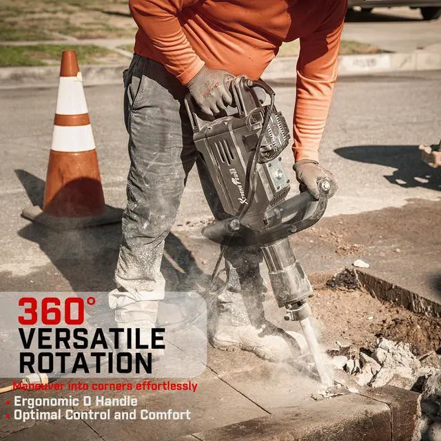 Alt view image 4 of 6 - 2800W Demolition Jack Hammer Point Chisel Bits Demo Jack Hammer Cement Concrete Floor Breaker Block Punch Drill 55J Case