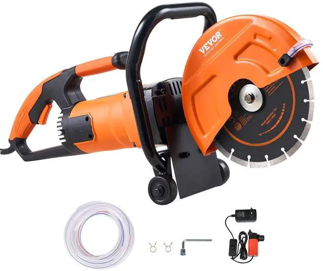 Main image of Electric Concrete Cutter, 9 in Circular Saw with 3.5 in Cutting Depth, Wet/Dry Disk Cutter Includes Water Line, Pump and Blade, for Stone, Brick, Porcelain, Concrete, 1800W Motor