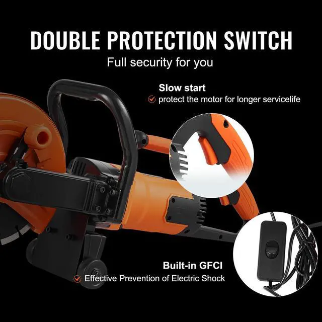 Alt view image 5 of 6 - Electric Concrete Cutter, 9 in Circular Saw with 3.5 in Cutting Depth, Wet/Dry Disk Cutter Includes Water Line, Pump and Blade, for Stone, Brick, Porcelain, Concrete, 1800W Motor